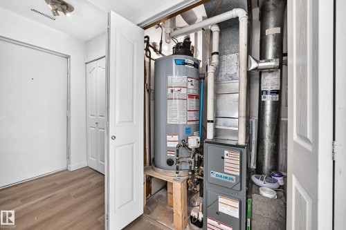 Water heater and furnace system in dedicated utility space - 161 Lancaster Terrace Nw, Edmonton, AB 
