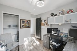 Recessed closet with shelving and hanging rod - 
