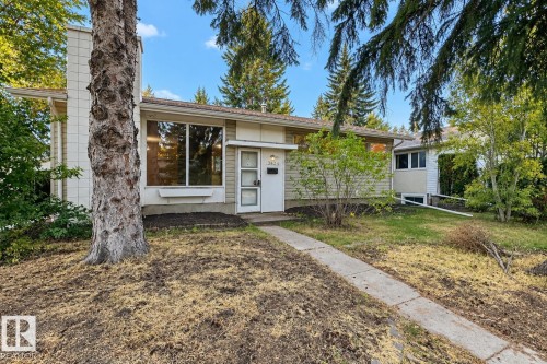 Single-story structure with a prominent front window and a concrete pathway - 12204 40 Avenue Nw, Edmonton, AB 