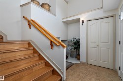 Hardwood stairs with matching handrails - 