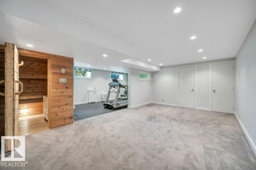 Basement level looking toward cedar sauna and workout area. - 895 Lee Ridge Road Nw, Edmonton, AB 