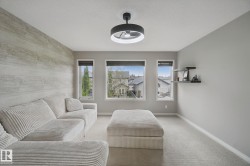 Accent wall with wood-finish paneling - 