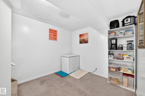 Carpeted flooring, white painted walls, and built-in shelving - 11007 173A Avenue Nw, Edmonton, AB 