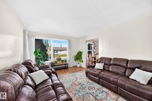 Living area featuring light-toned walls and wood-finish flooring - 11007 173A Avenue Nw, Edmonton, AB 