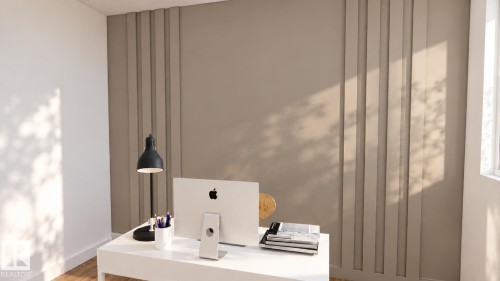 Accent wall with vertical paneling - 28 Brickyard View, Stony Plain, AB 