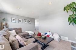 Recessed lighting, light gray wall paint, and beige carpeting - 