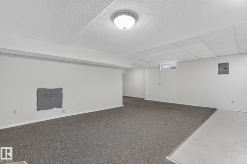 Spacious room featuring gray carpeting, white walls, and a recessed ceiling light - 11 Howson Crescent Nw, Edmonton, AB 