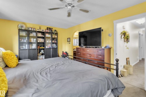 Ceiling fan fixture, doorway with trim, archway with trim - 76 Gariepy Crescent Nw, Edmonton, AB 