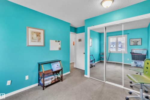 Wall-to-wall carpeting, overhead flush mount lighting, and a white interior door - 76 Gariepy Crescent Nw, Edmonton, AB 