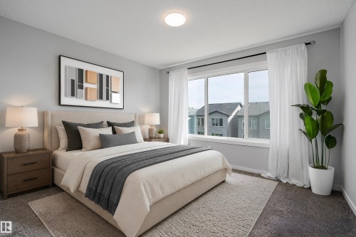 Expansive window with white trim, light gray painted walls, and ceiling-mounted light fixture - 9227 223 Street Nw, Edmonton, AB 