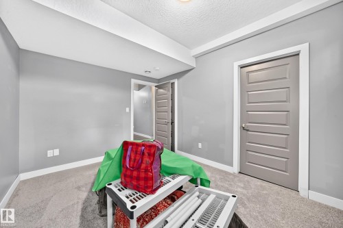 Light gray carpeting, painted walls, white trim, and paneled interior doors - 12730 118 Street Nw, Edmonton, AB 