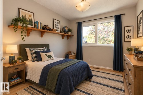 Light wood-finish flooring with neutral wall paint - 17311 107 Street Nw, Edmonton, AB 