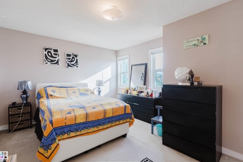 Neutral-toned interior featuring dual windows, wall-to-wall carpeting, and a central ceiling-mounted light fixture - 225 Heagle Crescent Nw, Edmonton, AB 