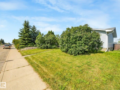 Landscaped exterior featuring mature evergreen trees and established shrubs - 7520 130 Avenue Nw, Edmonton, AB 