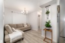 Recessed lighting, wood-finish flooring, and a contemporary chandelier - 6 12815 Cumber Nw, Edmonton, AB 