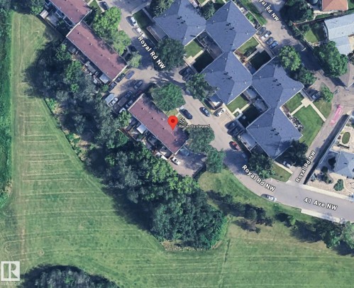 Satellite Imagery. Aerial depiction of the property and its immediate surroundings - 55 Royal Road Nw, Edmonton, AB 