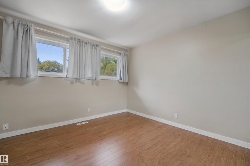 Wood-finish flooring, multiple windows, and a flush mount ceiling light - 13420 117 Avenue Nw, Edmonton, AB 
