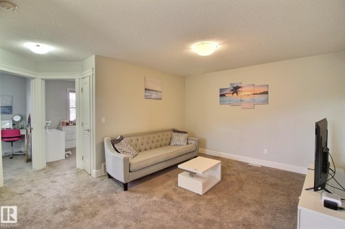 Neutral toned walls, light-colored carpeting, two flush-mount ceiling lights, and white baseboards - 35 Hudson Cove, Spruce Grove, AB 