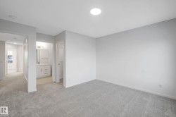 Plush carpeting, recessed ceiling lighting, and a neutral wall palette - 
