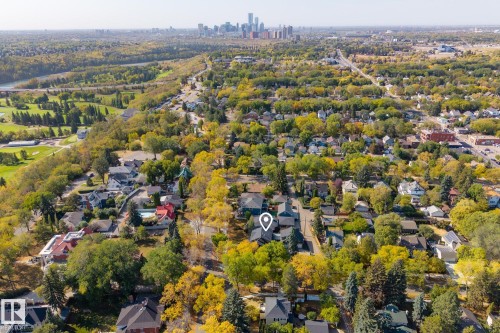 Aerial view of property and surrounding area with nearby urban area and nearby suburban area - 6306 111 Avenue Nw, Edmonton, AB 