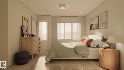 Recessed lighting, large window with natural light, light-toned walls, and wood-finish flooring - 2616 62 Street Sw, Edmonton, AB 