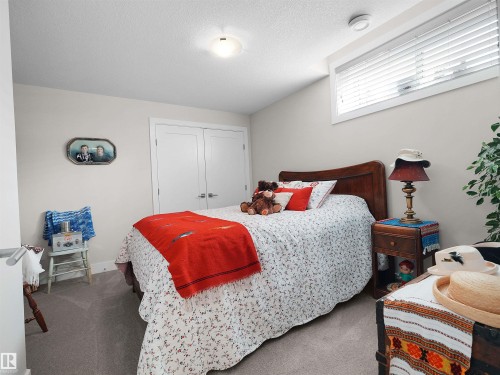 Carpeted flooring, white trim, recessed lighting, and a horizontal window with blinds - 904 Wood Place Nw, Edmonton, AB 