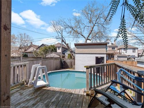 153 Province Street N, Hamilton, ON - Outdoor With Above Ground Pool With Deck Patio Veranda