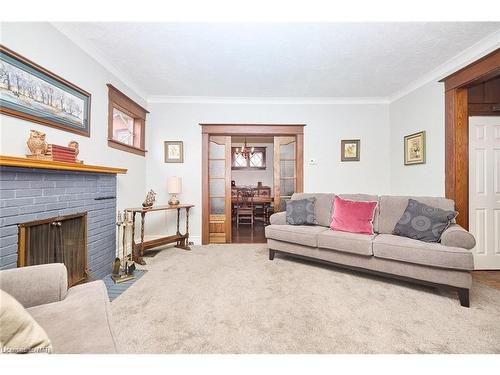 91 Elgin Street, Port Colborne, ON - Indoor Photo Showing Living Room With Fireplace