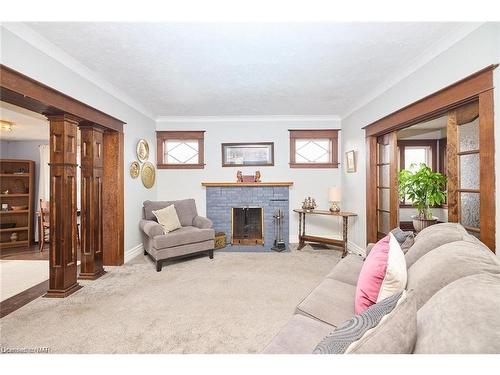 91 Elgin Street, Port Colborne, ON - Indoor Photo Showing Living Room With Fireplace