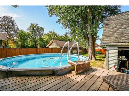 406 King Street, Port Colborne, ON - Outdoor With Above Ground Pool With Deck Patio Veranda With Backyard