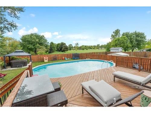 161 Ridge Road S, Crystal Beach, ON - Outdoor With Above Ground Pool With Deck Patio Veranda With Backyard