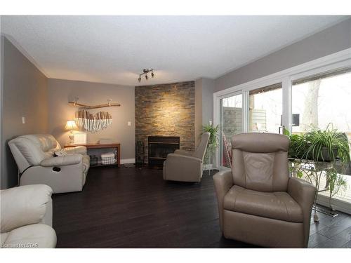 17-55 Lake Road, Grand Bend, ON - Indoor Photo Showing Living Room With Fireplace