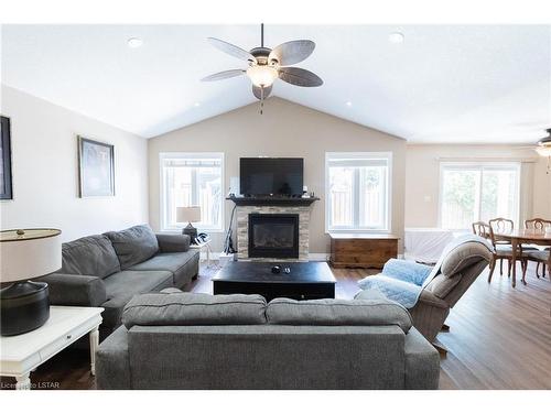 8 Queens Avenue, Grand Bend, ON - Indoor Photo Showing Living Room With Fireplace