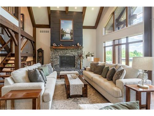 5565 Guelph Line, Burlington, ON - Indoor Photo Showing Living Room With Fireplace