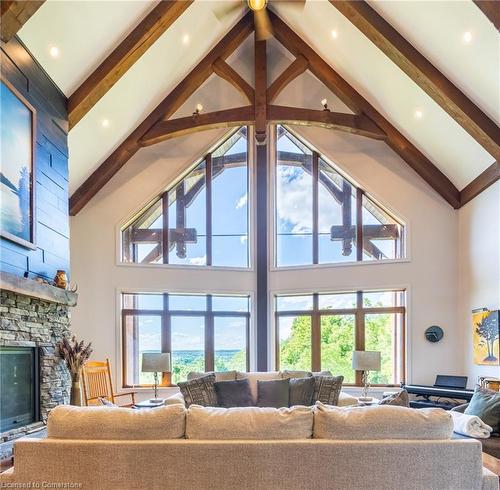 5565 Guelph Line, Burlington, ON - Indoor Photo Showing Living Room With Fireplace