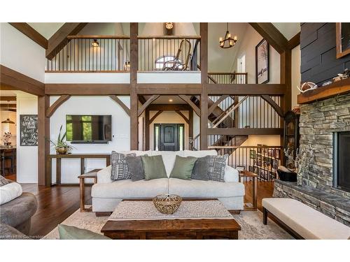 5565 Guelph Line, Burlington, ON - Indoor Photo Showing Living Room With Fireplace