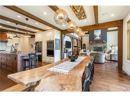 5565 Guelph Line, Burlington, ON - Indoor Photo Showing Dining Room With Fireplace