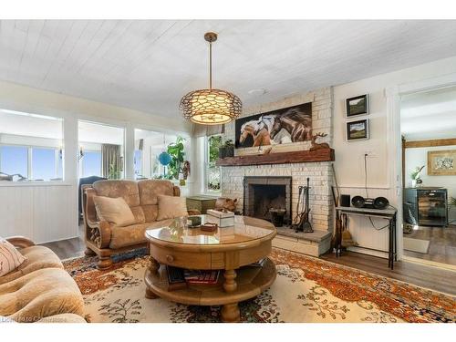 697 Sandy Bay Road, Dunnville, ON - Indoor Photo Showing Living Room With Fireplace