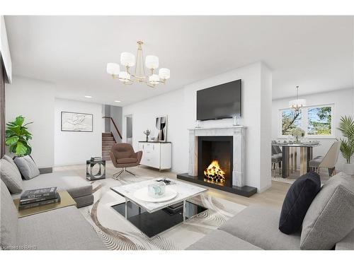 1352 Centre Road, Flamborough, ON - Indoor Photo Showing Living Room With Fireplace