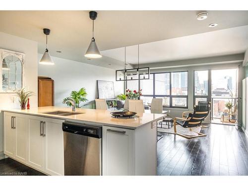 609-181 James Street N, Hamilton, ON - Indoor Photo Showing Kitchen With Double Sink