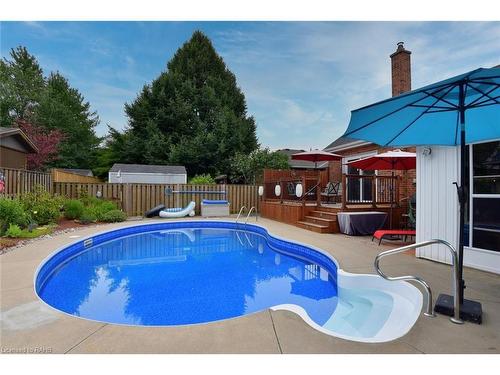 14 David Street, Dundas, ON - Outdoor With In Ground Pool With Deck Patio Veranda With Backyard