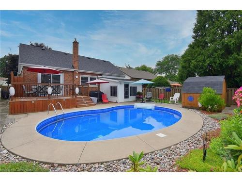 14 David Street, Dundas, ON - Outdoor With In Ground Pool With Deck Patio Veranda With Backyard