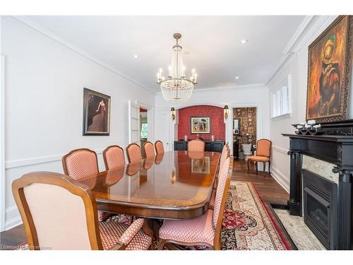 13 Freeman Place, Hamilton, ON - Indoor Photo Showing Dining Room With Fireplace