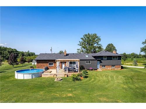 9872 Concession 1 Road, West Lincoln, ON - Outdoor With Above Ground Pool With Deck Patio Veranda With Backyard