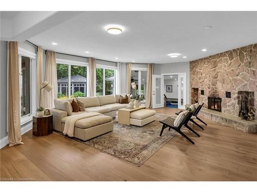 45 Lakegate Drive, Stoney Creek, ON - Indoor Photo Showing Living Room With Fireplace