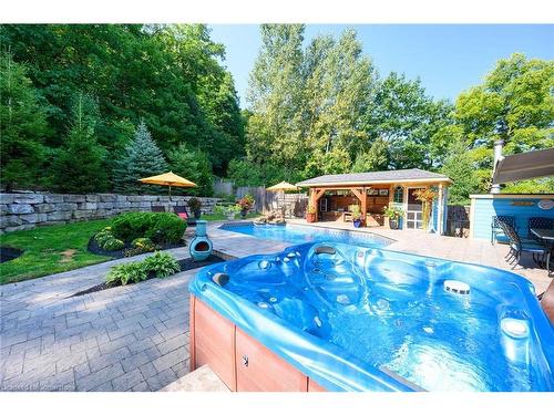 45 Bell Avenue, Grimsby, ON - Outdoor With In Ground Pool With Deck Patio Veranda With Backyard