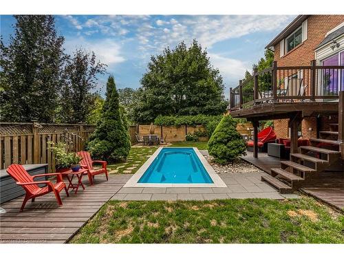 2010 Keller Court, Burlington, ON - Outdoor With In Ground Pool With Deck Patio Veranda With Backyard