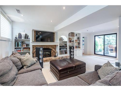 97 Overdale Avenue, Waterdown, ON - Indoor Photo Showing Living Room With Fireplace