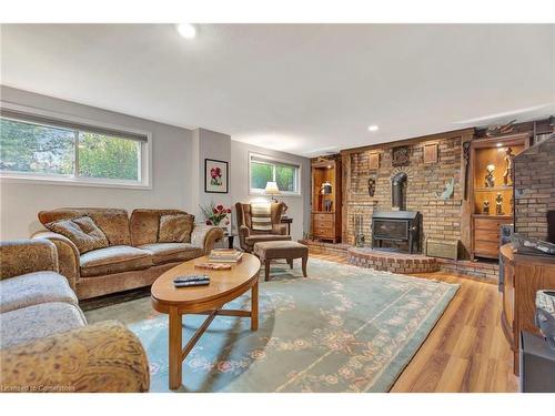 65 Maple Drive, Stoney Creek, ON - Indoor Photo Showing Living Room With Fireplace