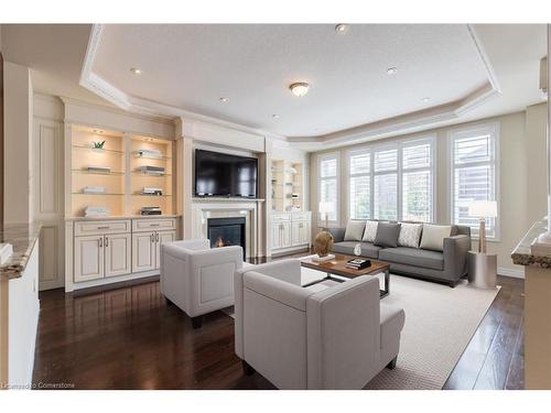 180 Chambers Drive, Ancaster, ON - Indoor Photo Showing Living Room With Fireplace